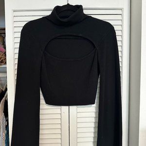 Long-sleeve Black Peekaboo Sweater